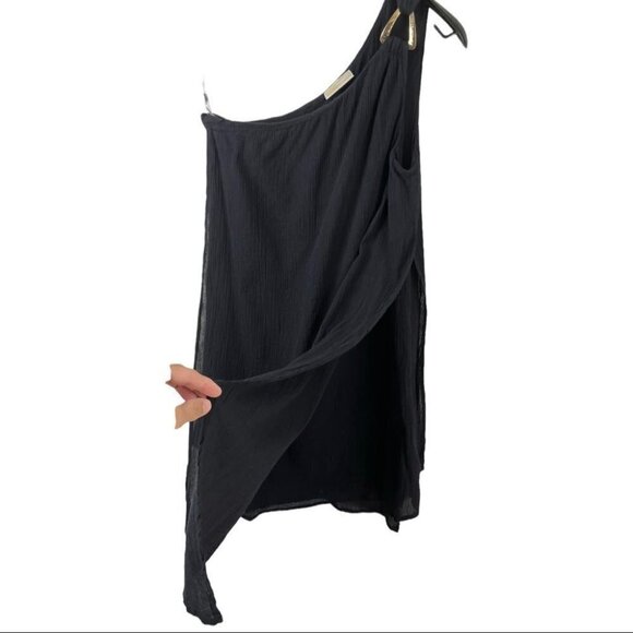 ** Michael Kors Black Cotton One Shoulder Layer Dress Size S - Picture 4 of 9